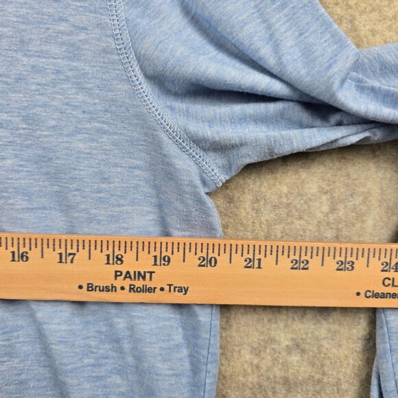 Light Blue Long Sleeve V-Neck Lightweight Shirt Rayon Polyester Blend - Picture 6 of 6